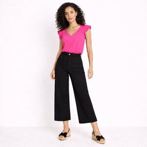 Old Navy Blackjack Black High-Rise Wide Leg Cropped Pants Cotton Stretch Women’s